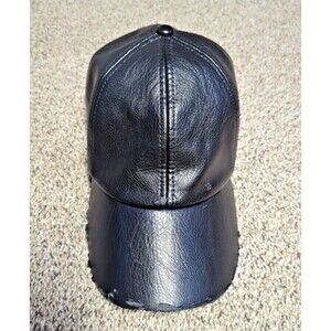 WYETH Faux Leather Hailey Baseball Hat/Cap, Hook/Loop Adjustable, Black, Used